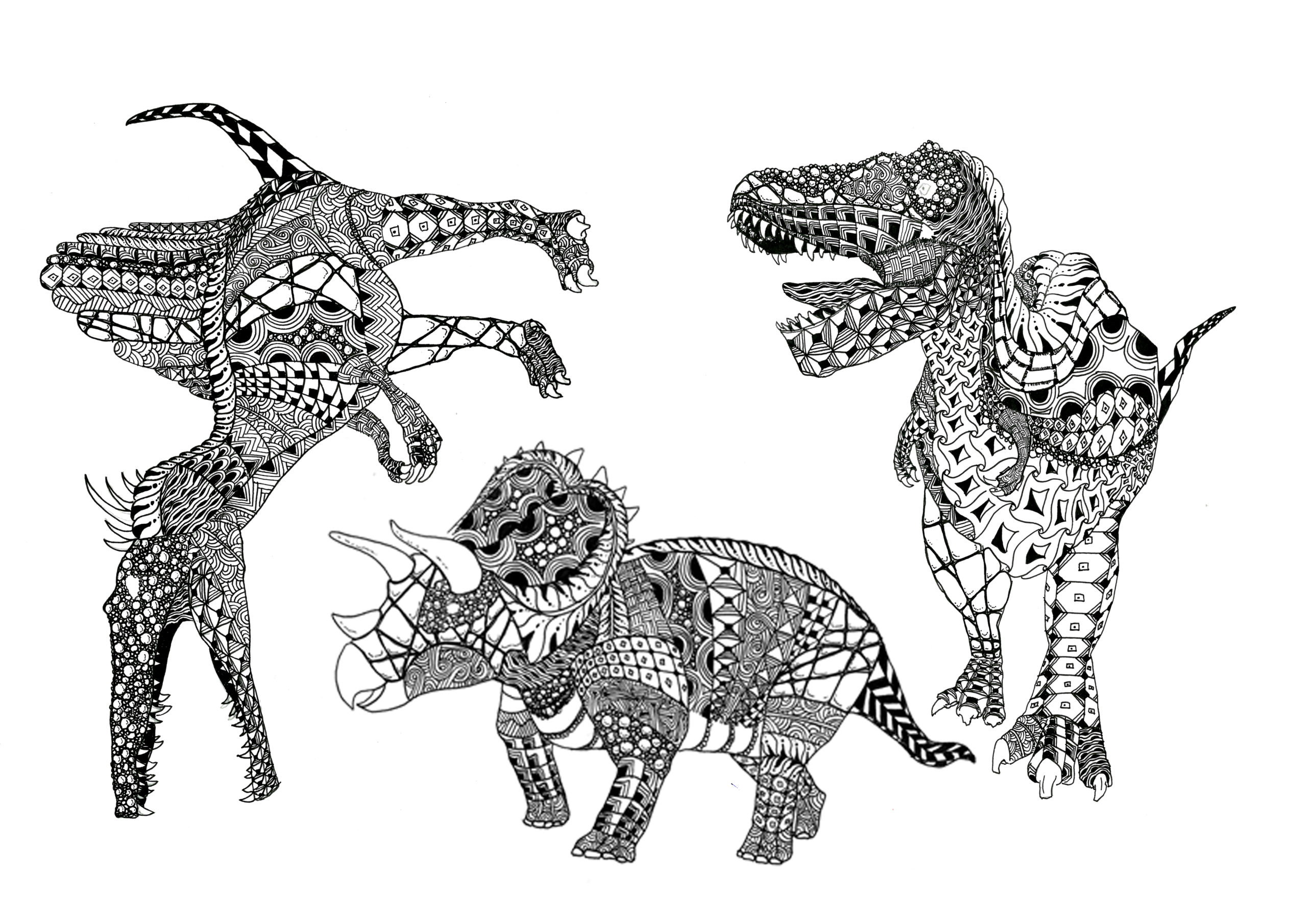 タトゥーシール オリジナル線画ミックス ４枚セット 恐竜デザイン タモコタモ