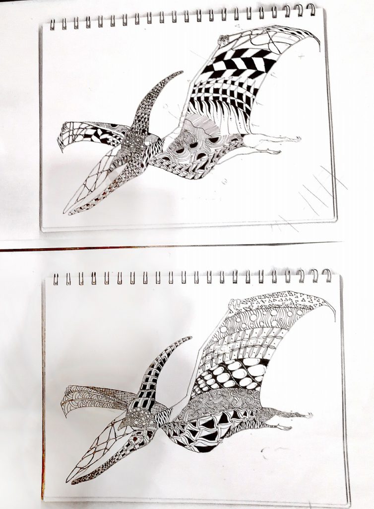 恐竜プテラノドン翼竜のイラストの描き方
