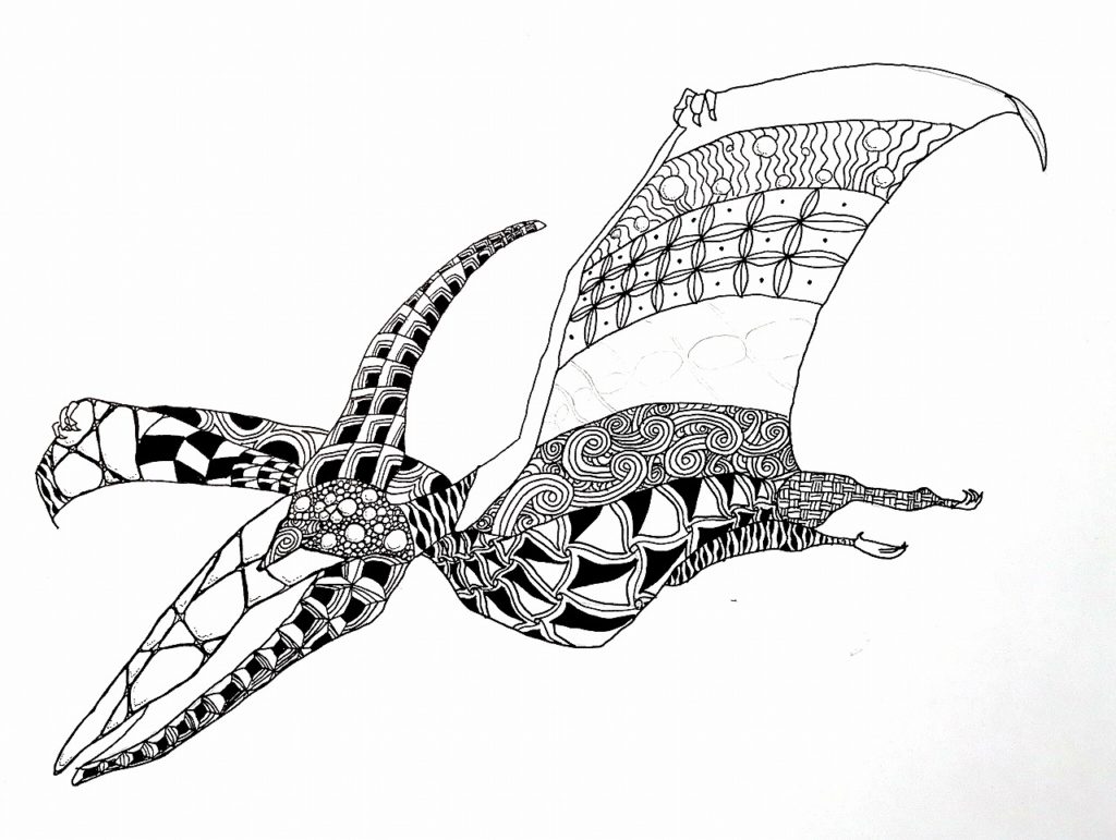 恐竜プテラノドン翼竜のイラストの描き方